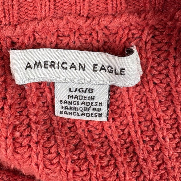 American Eagle Sweater Womens Large Coral Cropped Henley Y2K Coquette Streetwear - Picture 4 of 12